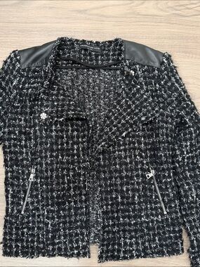 Generation Love Black & White Tweed Moto-Style Jacket NWOT